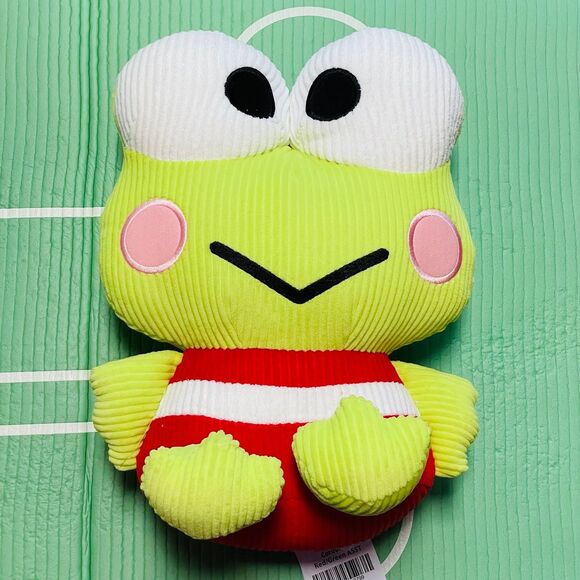 NWT Authentic 2025 Large Sanrio Green Corduroy Keroppi Duo Set 13” Plushie - Picture 2 of 6